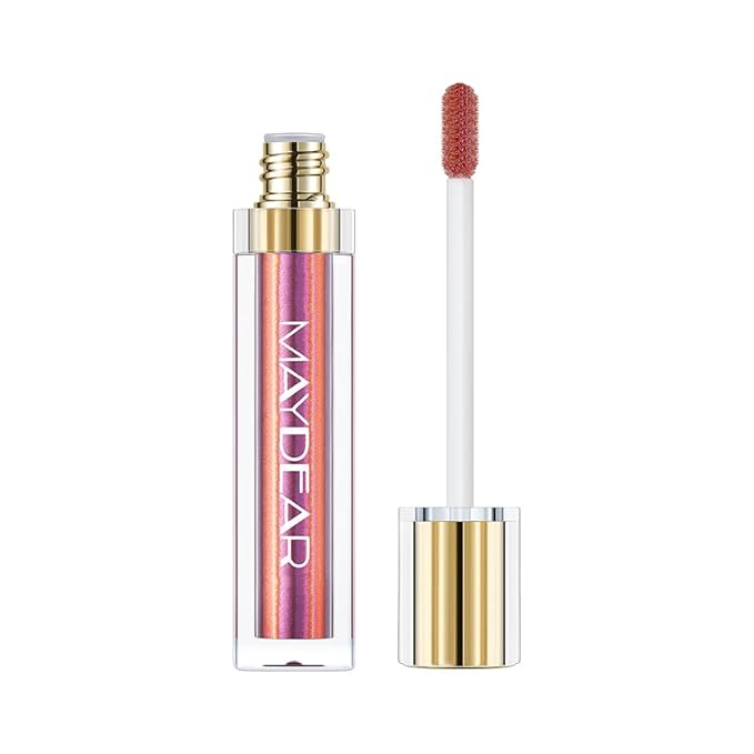 Maydear Chameleon Lipstick, High Pigmented Pink Lipstick for Women Metallic Shine Lip Gloss, Full-Coverage Multichrome Lipstick Long Lasting Rainbow Lip Makeup, Gloden Fuchsia(06)