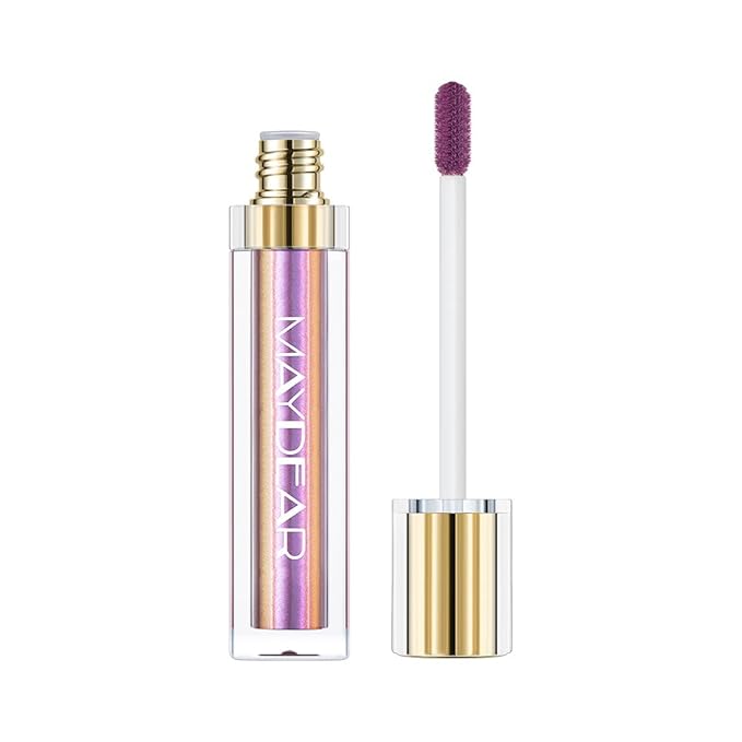 Maydear Chameleon Lipstick, High Pigmented Chrome Lipstick for Women Metallic Shine Lip Gloss, Full-Coverage Multichrome Lipstick Long Lasting Rainbow Lip Makeup, Fuchsia Green(08)