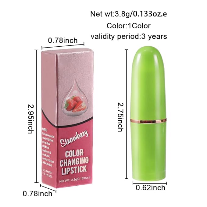 BINGBRUSH Strawberry Color Changing Lipstick Queen,Moisturizer Long Lasting Lipstick