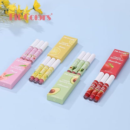 AKARY 3Pcs Fruit Matte Lipstick Set, Liquid Velvety Long