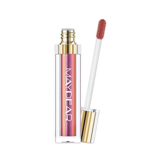 Maydear Chameleon Lipstick, High Pigmented Pink Lipstick for Women Metallic Shine Lip Gloss, Full-Coverage Multichrome Lipstick Long Lasting Rainbow Lip Makeup, Gloden Fuchsia(06)