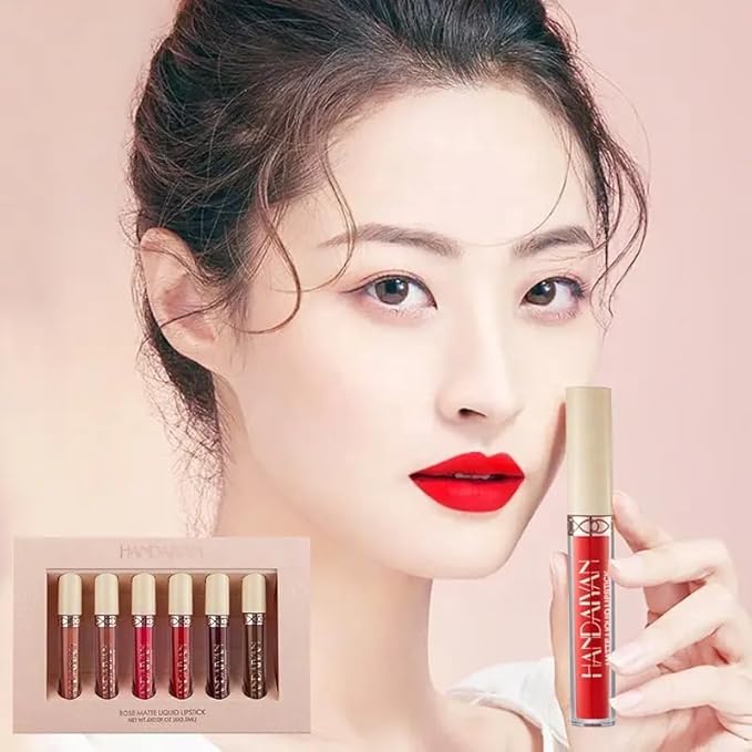 6pcs rose flavor matte liquid lipstick set rich long