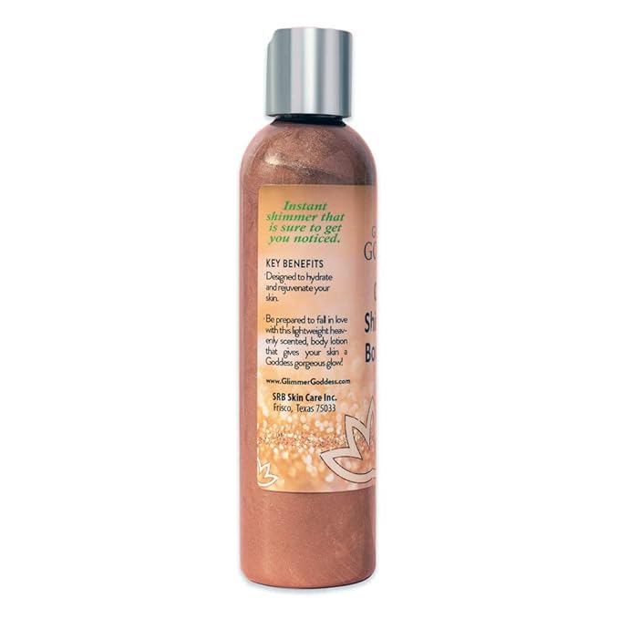 GLIMMER GODDESS Organic Body Shimmer Lotion - Super Level 3 Bronze Body Shimmer, 8 oz