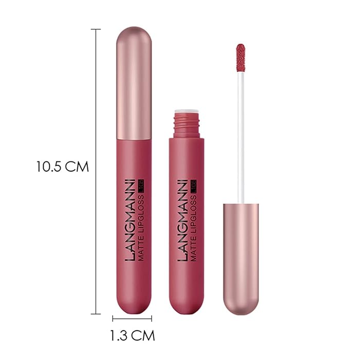 6 PCS Matte Liquid Lipstick Set, Velvet Muddy Burgundy