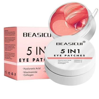 Under Eye Patches - 5 in 1 Under Eye Mask Hyaluronic Acid & Collagen,Under Eye Face Mask,Dark Circles and Puffy Eyes, Undereye Bags,Beauty & Personal Care products (Rose Scented 60 Pcs)