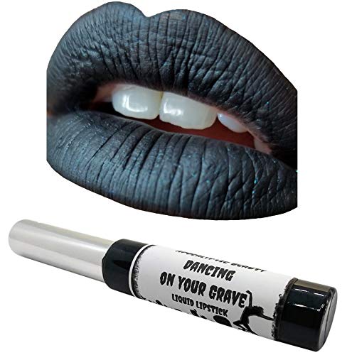 Black Goth Liquid Lipstick with Blue Sparkle - Goth