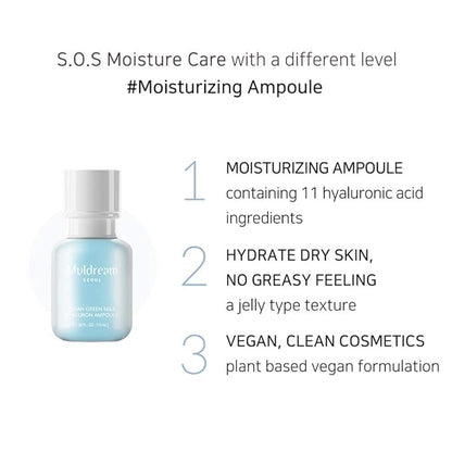 Vegan Green Mild Hyaluron Ampoule 55mL / 1.85 Fl oz - SOS Moisture Care