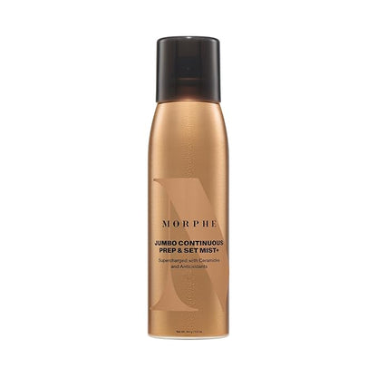 Morphe Jumbo Continuous Prep & Set Face Mist - Hydrating Setting Spray for Makeup & Skin Prep - Enriched with Ceramides and Antioxidants for a Radiant Finish (6.5 oz)