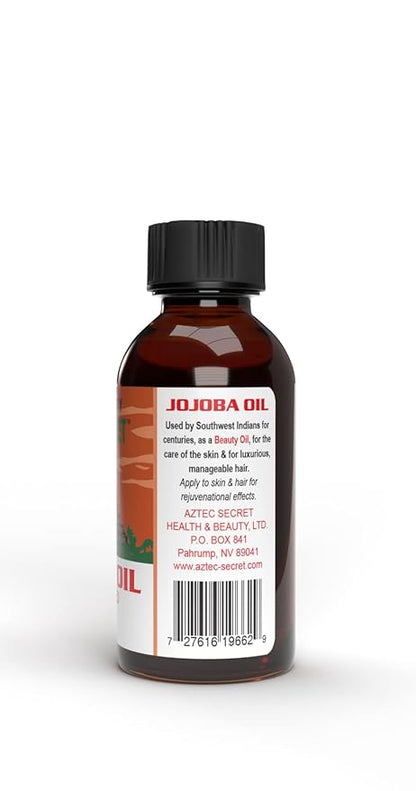 Aztec Secret 100% Pure Jojoba Oil, 2 OZ - Deep Hair & Skin Moisturizer - Cold-Pressed and Unfiltered