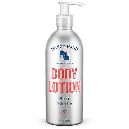 Hand in Hand Moisturizing Body Lotion, Dry Skin Lotion with Shea Butter, 10 Fl Oz, Tangerine & Lily, Poppy Scent, 2 Pack
