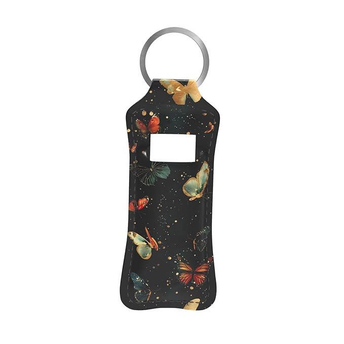 Colorful Butterflies Chapstick Holder Keychain, Portable Lip Balm/Lip Gloss