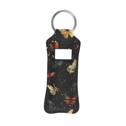Colorful Butterflies Chapstick Holder Keychain, Portable Lip Balm/Lip Gloss