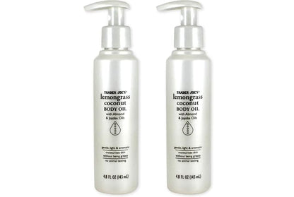 Trader Joe's Lemongrass Coconut Body Oil with Almond and Jojoba Oils 4.8 FL OZ (143 ml) - 2 PACK