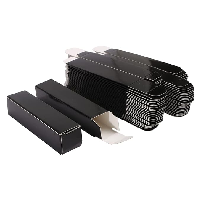 COSIDEA 50 PCS Empty Black Lip Gloss Boxes W23 xW23 xH103mm / 0.9 * 0.9 * 4.05 inch, Cosmetic Perfume/Mascara Box Packaging for Small Business Wholesale, small Kraft Paper Box Luxury Holder Wrapping