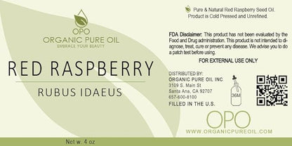 Red Raspberry Seed Oil - 4 oz Glass & Dropper - Pure Unrefined Cold Pressed Non GMO Vegan Carrier Oil for Face Hair Skin Body Nails Lips Cuticles Scalp by Organic Pure Oil