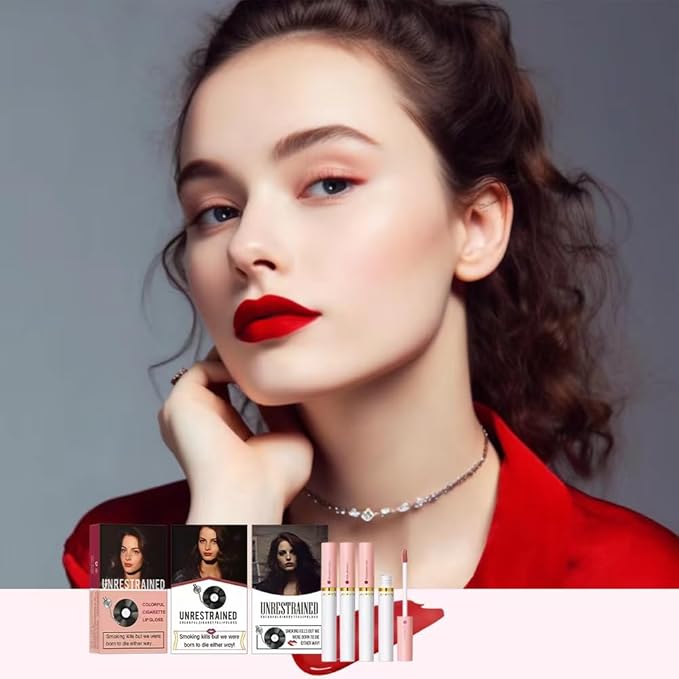 Smoke Tube Cigarette Lipstick，4 Color Lip Gloss Set, Long Lasting24 Hours Waterproof, Sweat Proof Lip Gloss, Matte Liquid Lip Makeup Cigarette Set (2#)