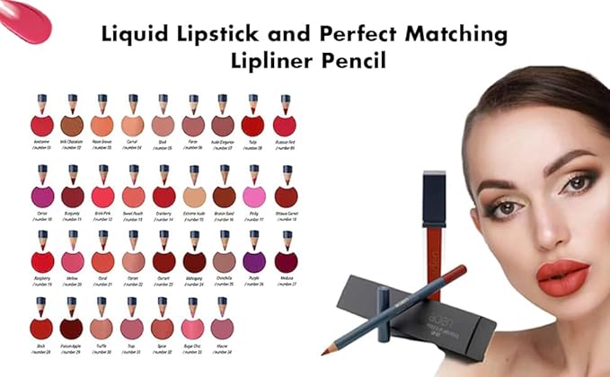 aden - 2 in 1 - Matte Liquid Lipstick 7ML