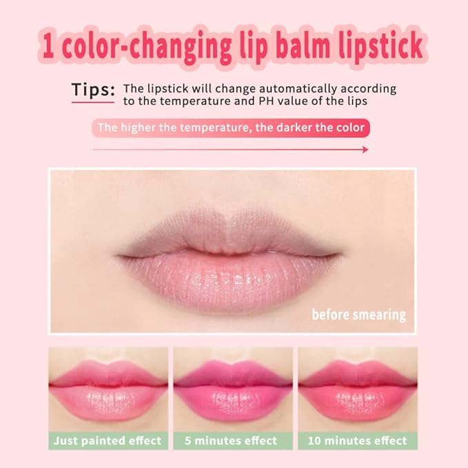 Aloe Vera Lipstick, Magic Temperature PH Color Changing Moisturizing Lipstick, Tinted Lip Balm, Lip Tint, Lip Makeup, Glossier Lip Balm, Natural Lasting Moisturizing Lipstick (3PCS)