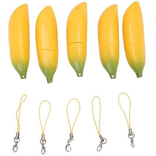 5pcs Empty Lip Balm Tubes, Banana Shaped Plastic