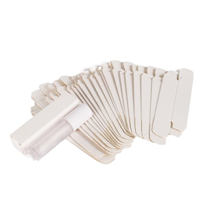 COSIDEA 50 PCS Empty Matte White Lip Gloss Boxes W22 xW22 xH92mm /0.87*0.87*3.62 inch, Cosmetic Perfume / Mascara Box Packaging for Small Business Wholesale, small Kraft Paper Box
