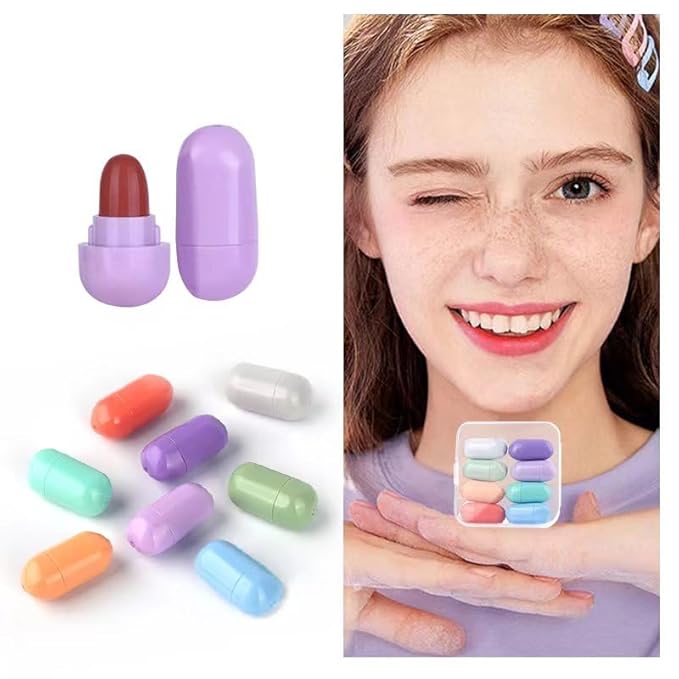 8 Color Mini Matte Lipstick,Mini Capsule Tubes,Lipstick Capsules, Long