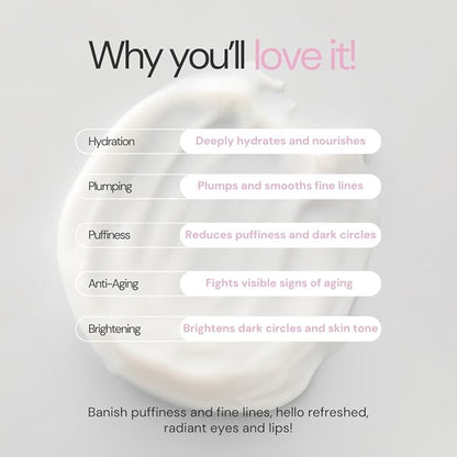 Biotech Eye & Lip Contour Cream — Hyaluronic Acid Spheres + Tamanu Oil — Depuffs, Plumps & Smooths Fine Lines — Ophthalmologically & Dermatologically Tested