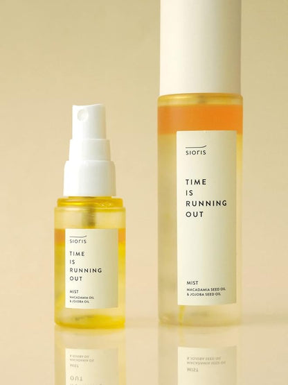 SIORIS Time Is Running Out mist 3.38 Fl oz, Organic and vegan face mist for Sensitive skin, jojoba oil for moisture lock, enriched citrus water rejuvenates, glass veil finish