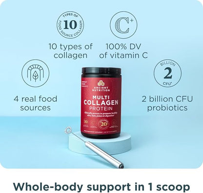 Ancient Nutrition Multi Collagen Advanced Lean Capsules, 90 Count + Multi Collagen Protein Powder, Unflavored, 40 Servings