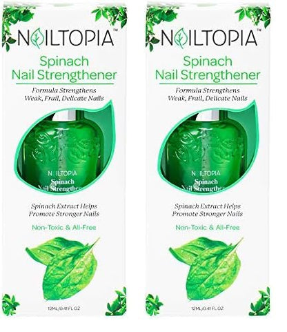 Nailtopia Spinach Nail Strengthener - Revitalizing Nail Strengthener Treatment for Stronger Nails - Growth Serum for Damaged, Thin, Cracked Nails - Vitamin Infused, Bio Sourced, and Vegan - 0.41 oz