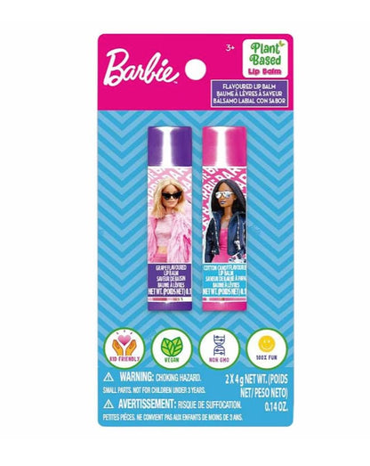 Barbie 2 Lip Balm with Flavors Include Blue Blueberry and Pink Cotton Candy - Lip Balm on Card - 2 Shimmery Lip Balms