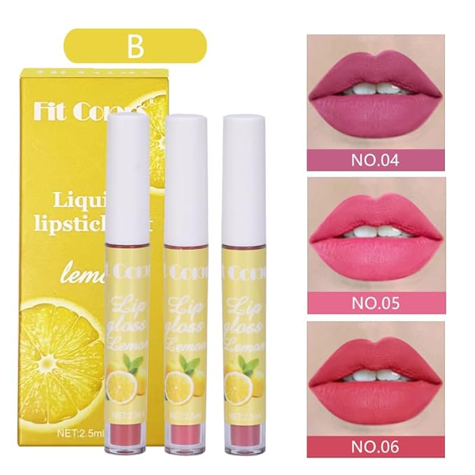 AKARY 3Pcs Fruit Matte Lipstick Set, Liquid Velvety Long