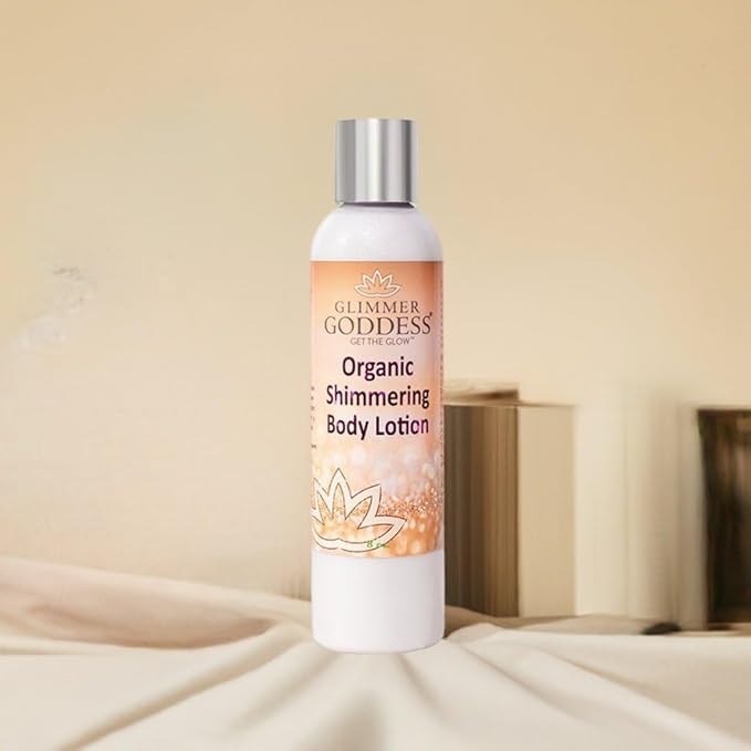 GLIMMER GODDESS Organic Body Lotion - Medium Level 2 Diamond Shimmer, 8 oz