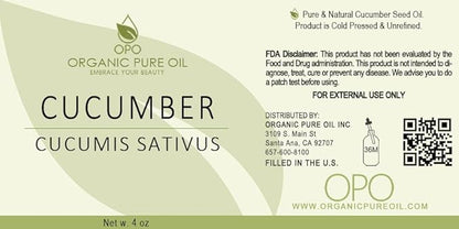 OPO Cucumber Seed Oil - 4 oz Glass & Dropper - Pure Cold Pressed Unrefined Natural Non GMO Vegan Cleansing Moisturizing Hydrating Extra Strength Hair Face Skin Body Nails Cuticles