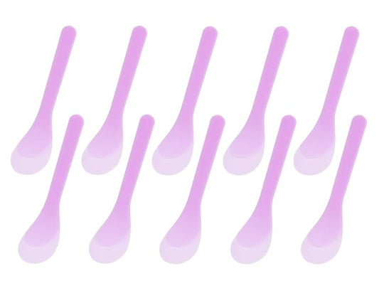 ONLYKXY 30pcs 5in Plastic Beauty Spoon Facial Cream Brush Makeup Scoop Mud Reusable Cosmetic Dig Scoop Spatula Mask Tip for Lotions Moisturizers Home Salon DIY Facemask Mixing Sampling (Purple)