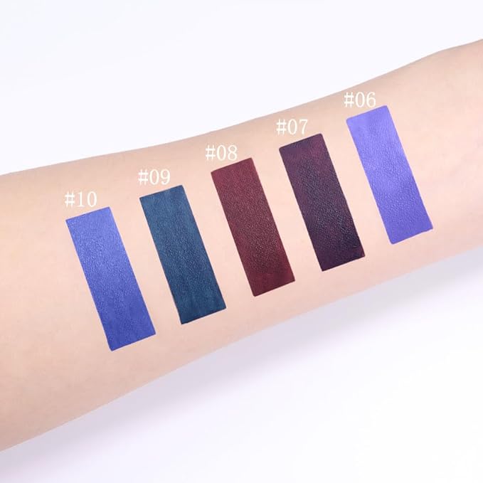 evpct 5Pcs Dark Light Blue Plum Purple Red Violet Matte Liquid Lipstick Lip Stain Sets for Women Matte+Lipstick Long Lasting 24 hr Hours Magic Lipstick 24 Hours original Waterproof Set02