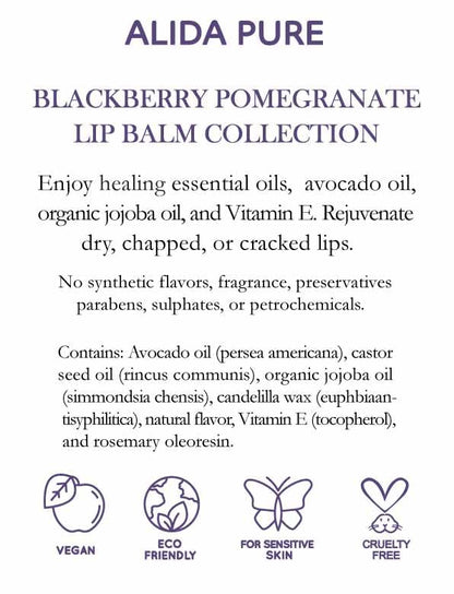 Blackberry Pomegranate Lip Balm Collection, Vegan Lips,