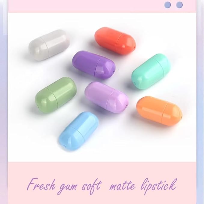 8 Color Mini Matte Lipstick,Mini Capsule Tubes,Lipstick Capsules, Long