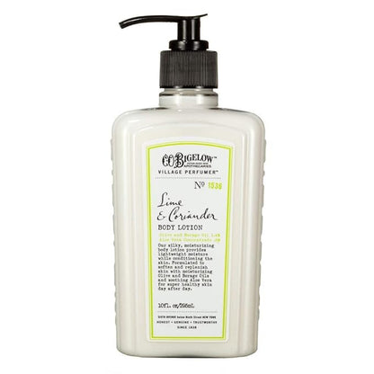 C.O. Bigelow Lime Coriander Body Lotion for Women and Men, Village Perfumer Lotion with Olive Oil, Borage Oil, and Aloe Vera Concentrate, 10 fl oz