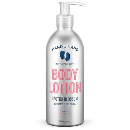 Hand in Hand Moisturizing Body Lotion, Dry Skin Lotion with Shea Butter, 10 Fl Oz, Bergamot & Crisp Basil, Cactus Blossom Scent, 2 Pack