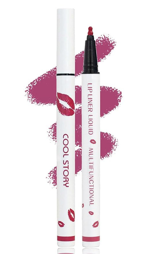 YUANLI Lip Stain Marker Pen, Lip Liner and Lipstick 2 in 1, Long Lasting Waterproof Matte Lip Tint Stain for Women, Hydrating and Waterproof 24 Hour Lip Liner Pencil & Liquid Lipstick - 02