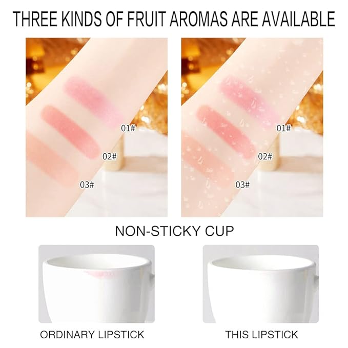 3 Pcs Waterproof Color Changing Lipstick - Glossy Finish, Moisturizing, Long Lasting, Adjustable Color Depth