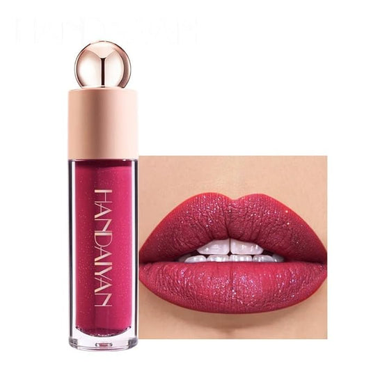 Shimmer Gloss Lipstick, Slicks Lip Gloss Diamond Shiny Pink Dark Red Purple Glitter Sparkly Glossy Shimmer Waterproof Girls Lip Glaze for Women, Long lasting High Pigmented Lips Makeup(#04)