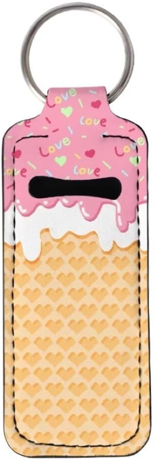 Horeset Ice Cream Chapstick Holder Keychain Slim Neoprene Gloss