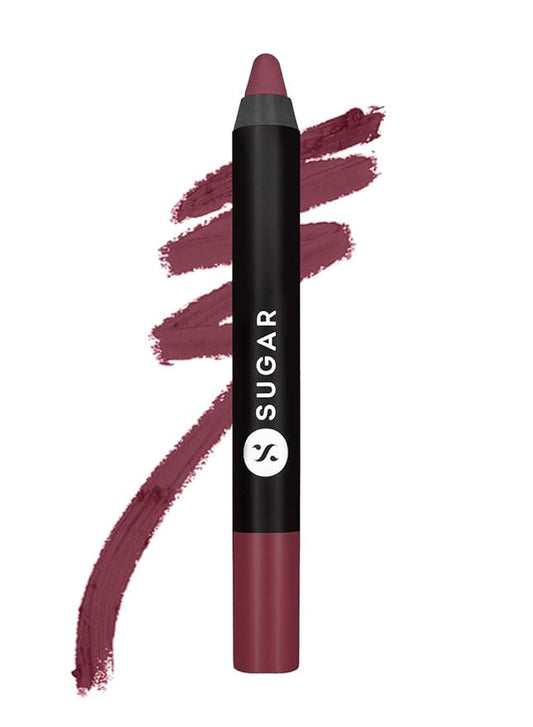 SUGAR Cosmetics Matte As Hell Crayon Lipstick With Free Sharpener, Long-Lasting Matte Lip Crayon - 25 Lily Aldrin (Mauve Pink)