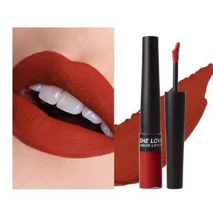 Matte Nude Liquid Lipstick, Tinted Highly Pigmented Lip Stain with Beeswax, Super Stay Velvet Lip Gloss, Smooth Matte Long Lasting Waterproof Smudgeproof Non-Stick Cup Lipcolor Makeup Gift, 09