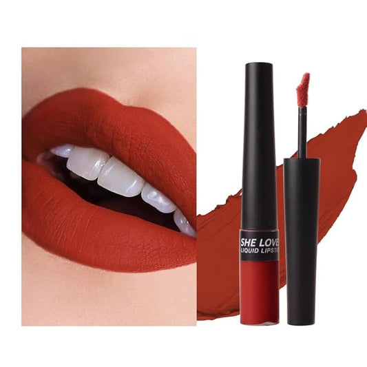 Matte Nude Liquid Lipstick, Tinted Highly Pigmented Lip Stain with Beeswax, Super Stay Velvet Lip Gloss, Smooth Matte Long Lasting Waterproof Smudgeproof Non-Stick Cup Lipcolor Makeup Gift, 09