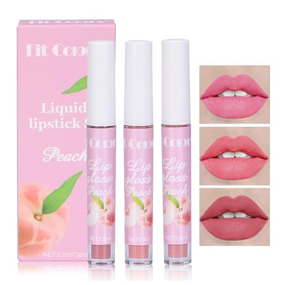 AKARY 3Pcs Fruit Matte Lipstick Set, Liquid Velvety Long