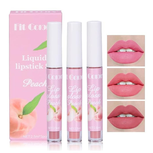 AKARY 3Pcs Fruit Matte Lipstick Set, Liquid Velvety Long