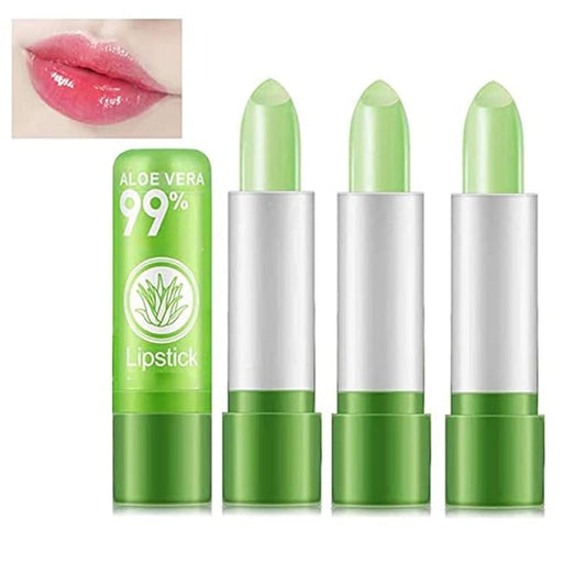 3 Pcs Aloe Vera Color Changing Lipstick,Long Lasting Changing