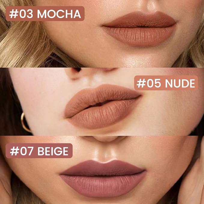 Mocha Nude Matte Lip Tint Stain Pen,Versatile Lip Set,Long